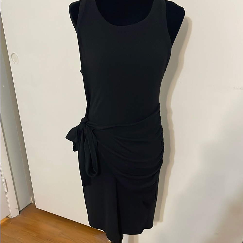 Kaileigh Black Sleeveless wrap tie Dress